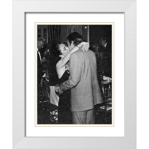 Elizabeth Taylor and Richard Burton in 1975 White Modern Wood Framed Art Print with Double Matting by Hollywood Photo Archive