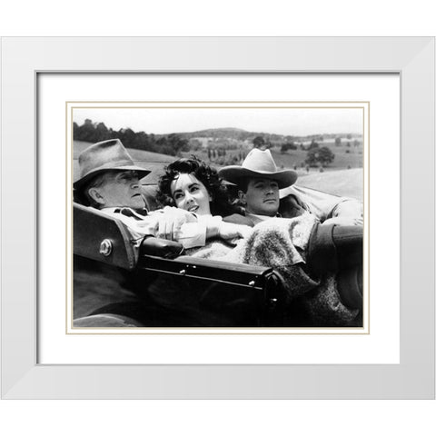 Elizabeth Taylor White Modern Wood Framed Art Print with Double Matting by Hollywood Photo Archive