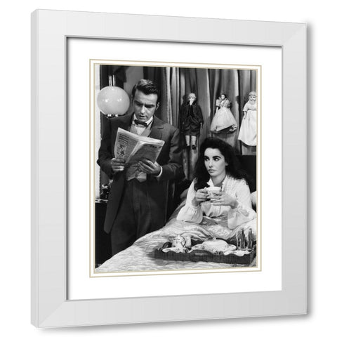 Elizabeth Taylor White Modern Wood Framed Art Print with Double Matting by Hollywood Photo Archive
