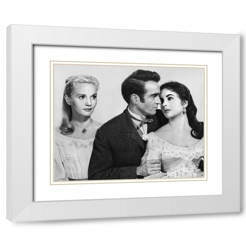 Elizabeth Taylor White Modern Wood Framed Art Print with Double Matting by Hollywood Photo Archive