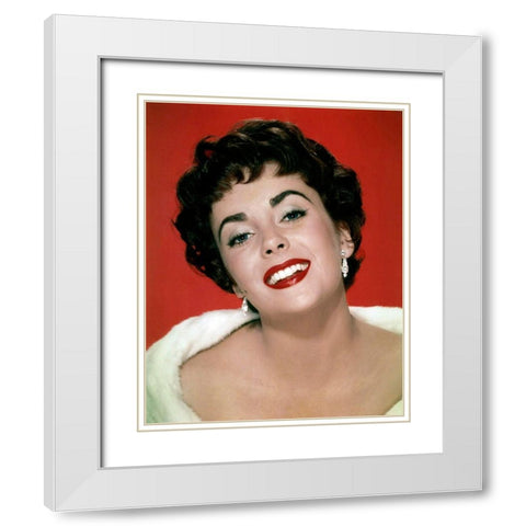 Elizabeth Taylor White Modern Wood Framed Art Print with Double Matting by Hollywood Photo Archive