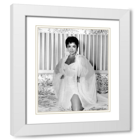 Elizabeth Taylor White Modern Wood Framed Art Print with Double Matting by Hollywood Photo Archive