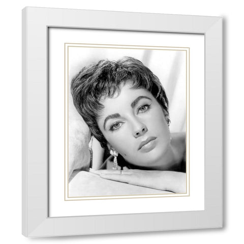 Elizabeth Taylor White Modern Wood Framed Art Print with Double Matting by Hollywood Photo Archive