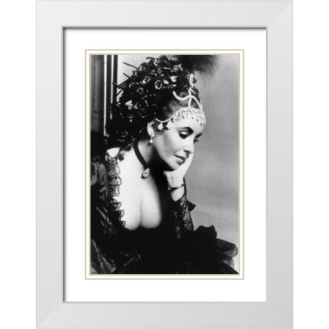 Elizabeth Taylor White Modern Wood Framed Art Print with Double Matting by Hollywood Photo Archive