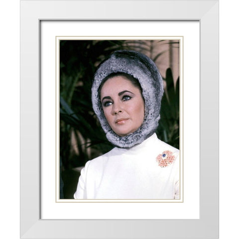 Elizabeth Taylor White Modern Wood Framed Art Print with Double Matting by Hollywood Photo Archive
