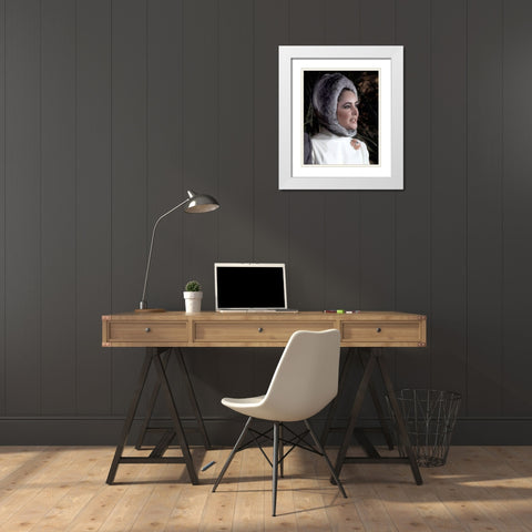 Elizabeth Taylor White Modern Wood Framed Art Print with Double Matting by Hollywood Photo Archive