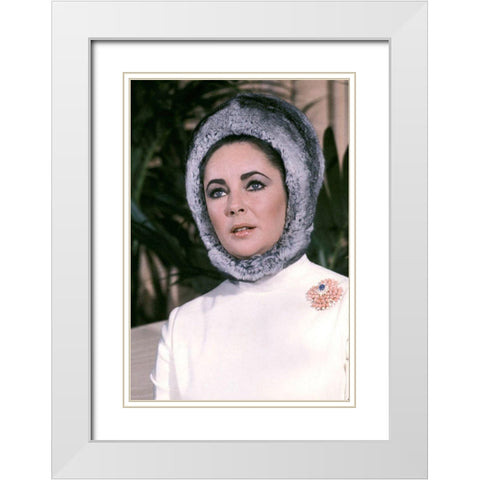 Elizabeth Taylor White Modern Wood Framed Art Print with Double Matting by Hollywood Photo Archive