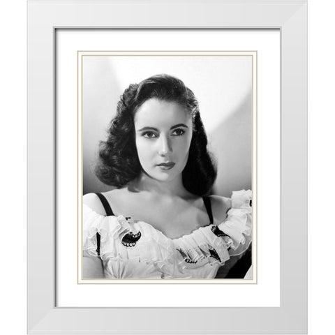 Elizabeth Taylor White Modern Wood Framed Art Print with Double Matting by Hollywood Photo Archive
