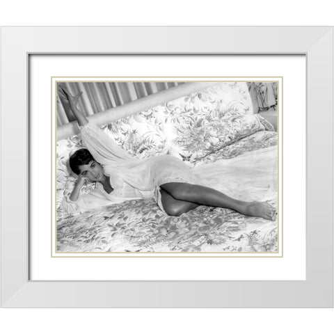 Elizabeth Taylor White Modern Wood Framed Art Print with Double Matting by Hollywood Photo Archive