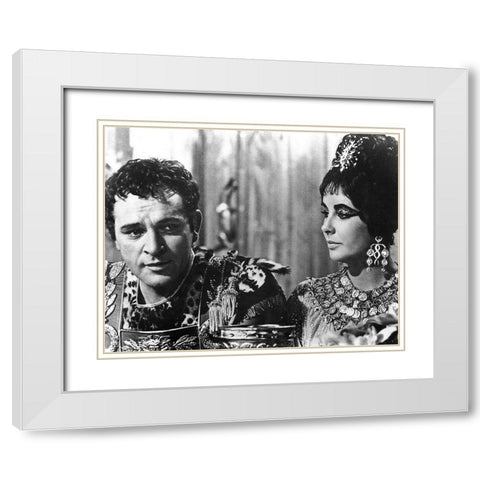 Elizabeth Taylor and Richard Burton in Cleopatra White Modern Wood Framed Art Print with Double Matting by Hollywood Photo Archive