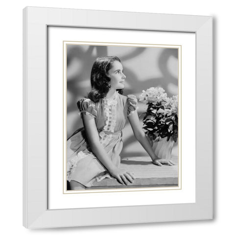 Elizabeth Taylor White Modern Wood Framed Art Print with Double Matting by Hollywood Photo Archive