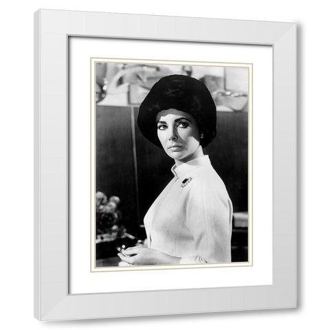 Elizabeth Taylor White Modern Wood Framed Art Print with Double Matting by Hollywood Photo Archive