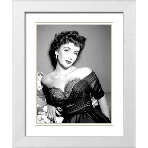 Elizabeth Taylor White Modern Wood Framed Art Print with Double Matting by Hollywood Photo Archive