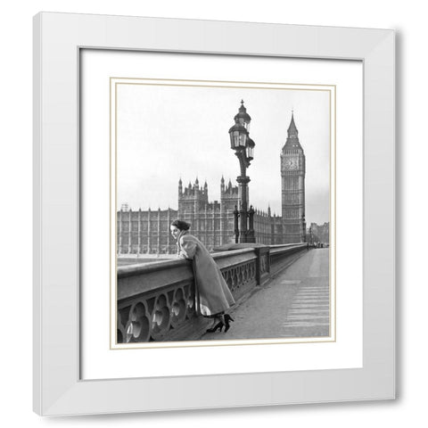 Elizabeth Taylor in London White Modern Wood Framed Art Print with Double Matting by Hollywood Photo Archive