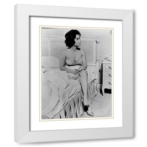 Elizabeth Taylor in Butterfield 8 White Modern Wood Framed Art Print with Double Matting by Hollywood Photo Archive