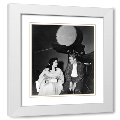Elizabeth Taylor White Modern Wood Framed Art Print with Double Matting by Hollywood Photo Archive