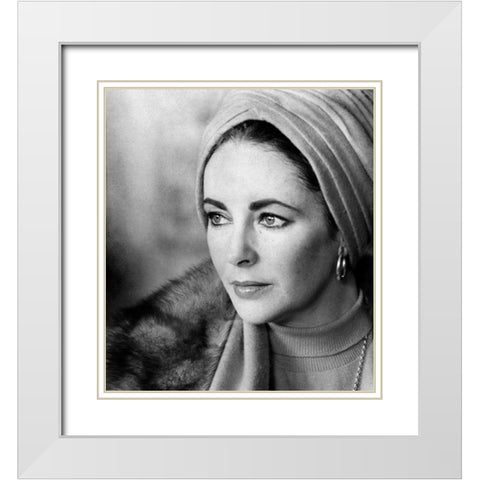 Elizabeth Taylor White Modern Wood Framed Art Print with Double Matting by Hollywood Photo Archive