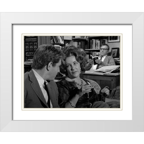 Elizabeth Taylor and Richard Burton White Modern Wood Framed Art Print with Double Matting by Hollywood Photo Archive
