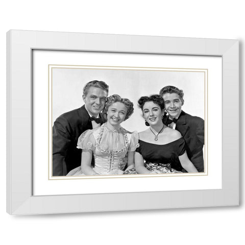 A Date with Judy - Elizabeth Taylor and Jane Powell White Modern Wood Framed Art Print with Double Matting by Hollywood Photo Archive