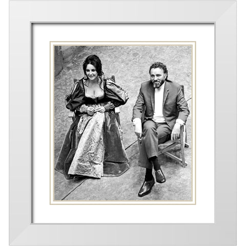 Elizabeth Taylor White Modern Wood Framed Art Print with Double Matting by Hollywood Photo Archive