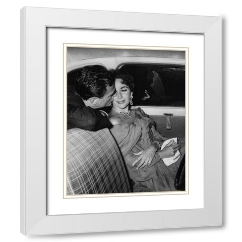 Elizabeth Taylor and Richard Burton White Modern Wood Framed Art Print with Double Matting by Hollywood Photo Archive