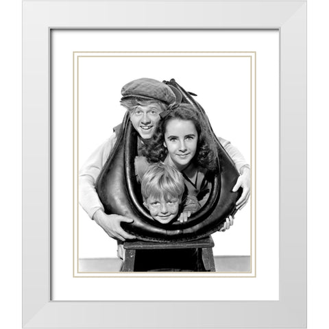 National Velvet - Elizabeth Taylor, Andy Rooney and Jackie Jenkins White Modern Wood Framed Art Print with Double Matting by Hollywood Photo Archive