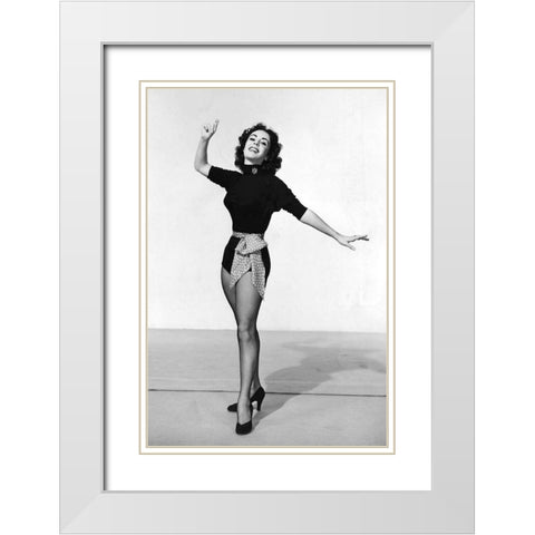 Elizabeth Taylor White Modern Wood Framed Art Print with Double Matting by Hollywood Photo Archive