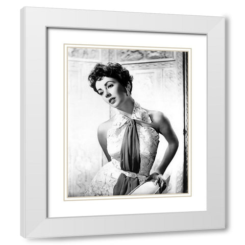 Elizabeth Taylor White Modern Wood Framed Art Print with Double Matting by Hollywood Photo Archive
