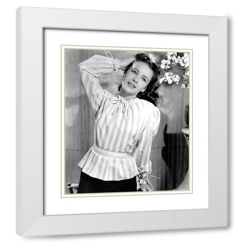 Elizabeth Taylor White Modern Wood Framed Art Print with Double Matting by Hollywood Photo Archive
