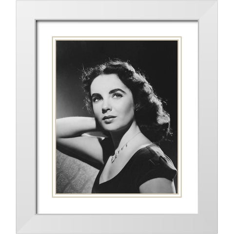 Elizabeth Taylor White Modern Wood Framed Art Print with Double Matting by Hollywood Photo Archive