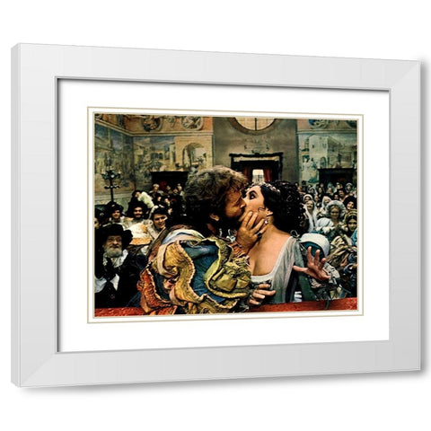 The Taming of the Shrew - Elizabeth Taylor and Richard Burton White Modern Wood Framed Art Print with Double Matting by Hollywood Photo Archive