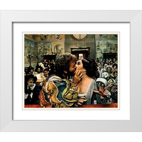 The Taming of the Shrew - Elizabeth Taylor and Richard Burton White Modern Wood Framed Art Print with Double Matting by Hollywood Photo Archive