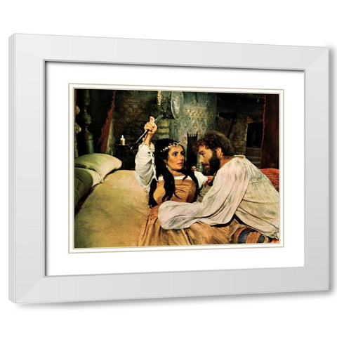 The Taming of the Shrew - Elizabeth Taylor and Richard Burton White Modern Wood Framed Art Print with Double Matting by Hollywood Photo Archive