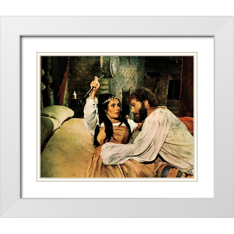 The Taming of the Shrew - Elizabeth Taylor and Richard Burton White Modern Wood Framed Art Print with Double Matting by Hollywood Photo Archive