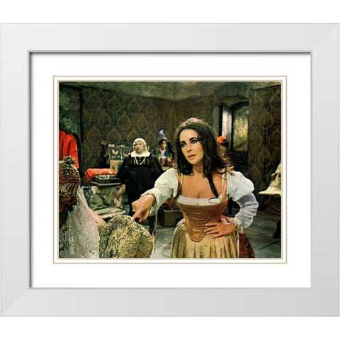 Elizabeth Taylor White Modern Wood Framed Art Print with Double Matting by Hollywood Photo Archive