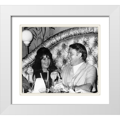 Elizabeth Taylor White Modern Wood Framed Art Print with Double Matting by Hollywood Photo Archive
