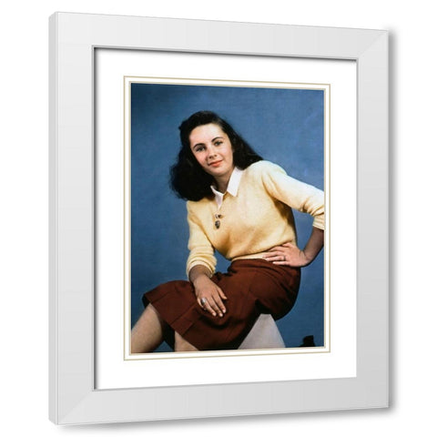Elizabeth Taylor White Modern Wood Framed Art Print with Double Matting by Hollywood Photo Archive