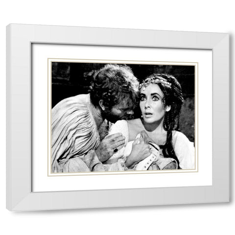 Elizabeth Taylor White Modern Wood Framed Art Print with Double Matting by Hollywood Photo Archive