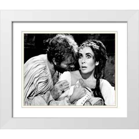 Elizabeth Taylor White Modern Wood Framed Art Print with Double Matting by Hollywood Photo Archive
