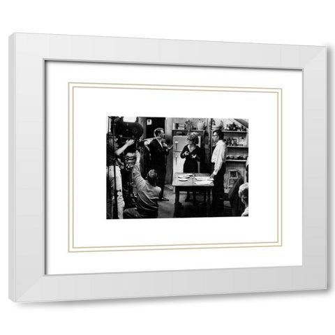 Elizabeth Taylor White Modern Wood Framed Art Print with Double Matting by Hollywood Photo Archive