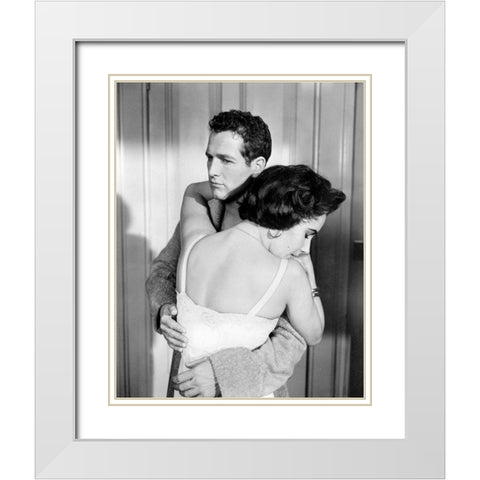 Elizabeth Taylor White Modern Wood Framed Art Print with Double Matting by Hollywood Photo Archive