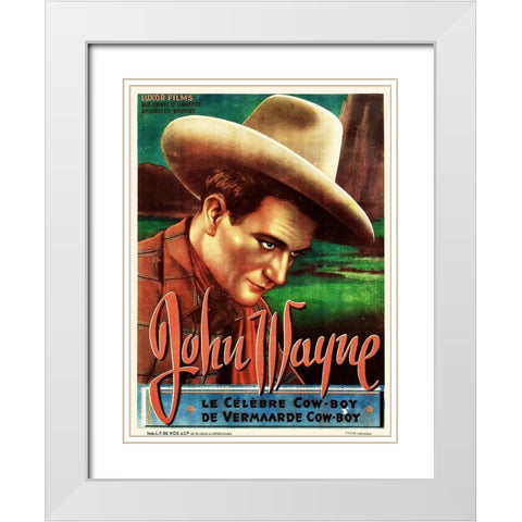 Dutch - John Wayne the Celebrated Cowboy White Modern Wood Framed Art Print with Double Matting by Hollywood Photo Archive
