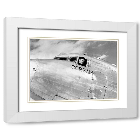 John Wayne White Modern Wood Framed Art Print with Double Matting by Hollywood Photo Archive