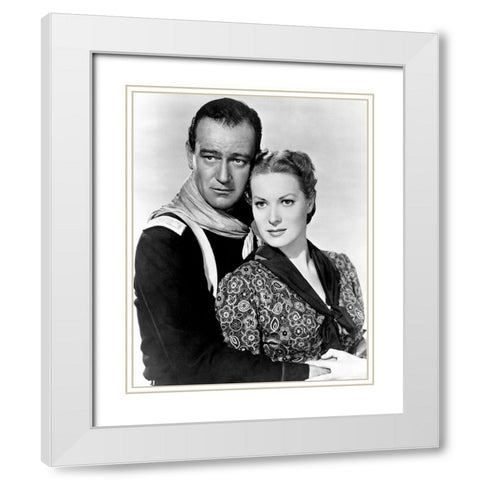 John Wayne White Modern Wood Framed Art Print with Double Matting by Hollywood Photo Archive