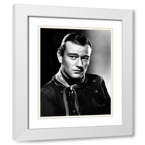 John Wayne White Modern Wood Framed Art Print with Double Matting by Hollywood Photo Archive