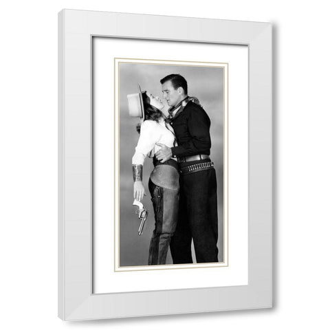 John Wayne White Modern Wood Framed Art Print with Double Matting by Hollywood Photo Archive
