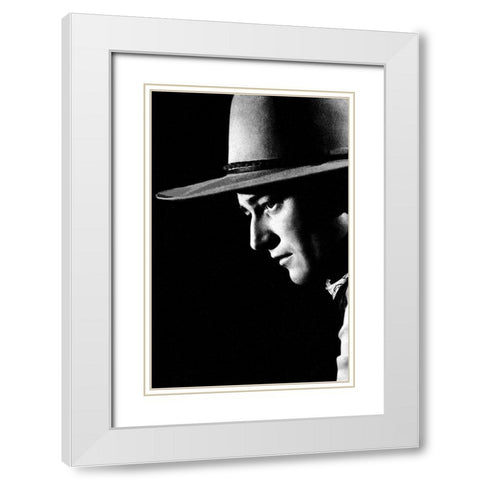 John Wayne White Modern Wood Framed Art Print with Double Matting by Hollywood Photo Archive