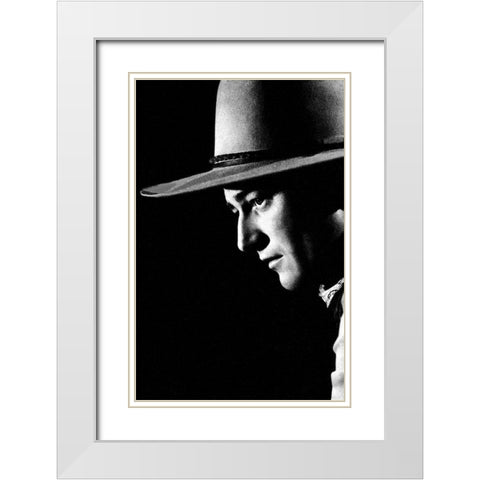 John Wayne White Modern Wood Framed Art Print with Double Matting by Hollywood Photo Archive