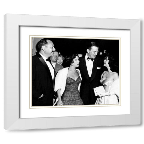 John Wayne White Modern Wood Framed Art Print with Double Matting by Hollywood Photo Archive