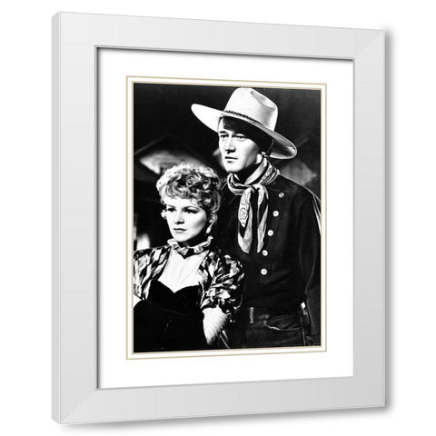 John Wayne White Modern Wood Framed Art Print with Double Matting by Hollywood Photo Archive